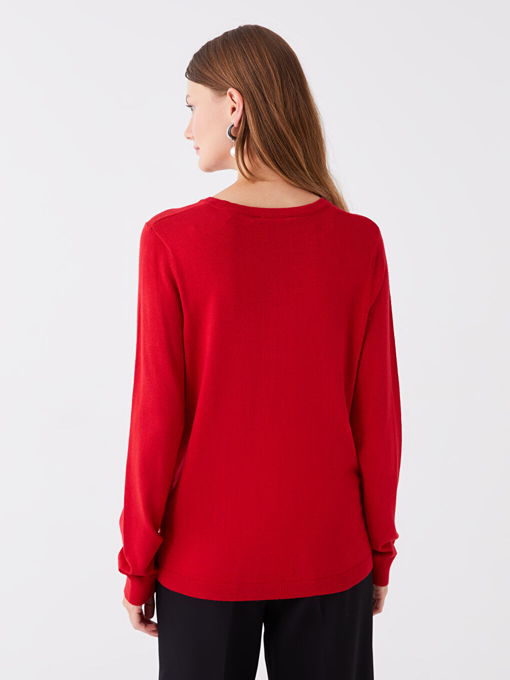 Jednostavni ženski trikotažni kardigan okruglog izreza dugih rukava-4