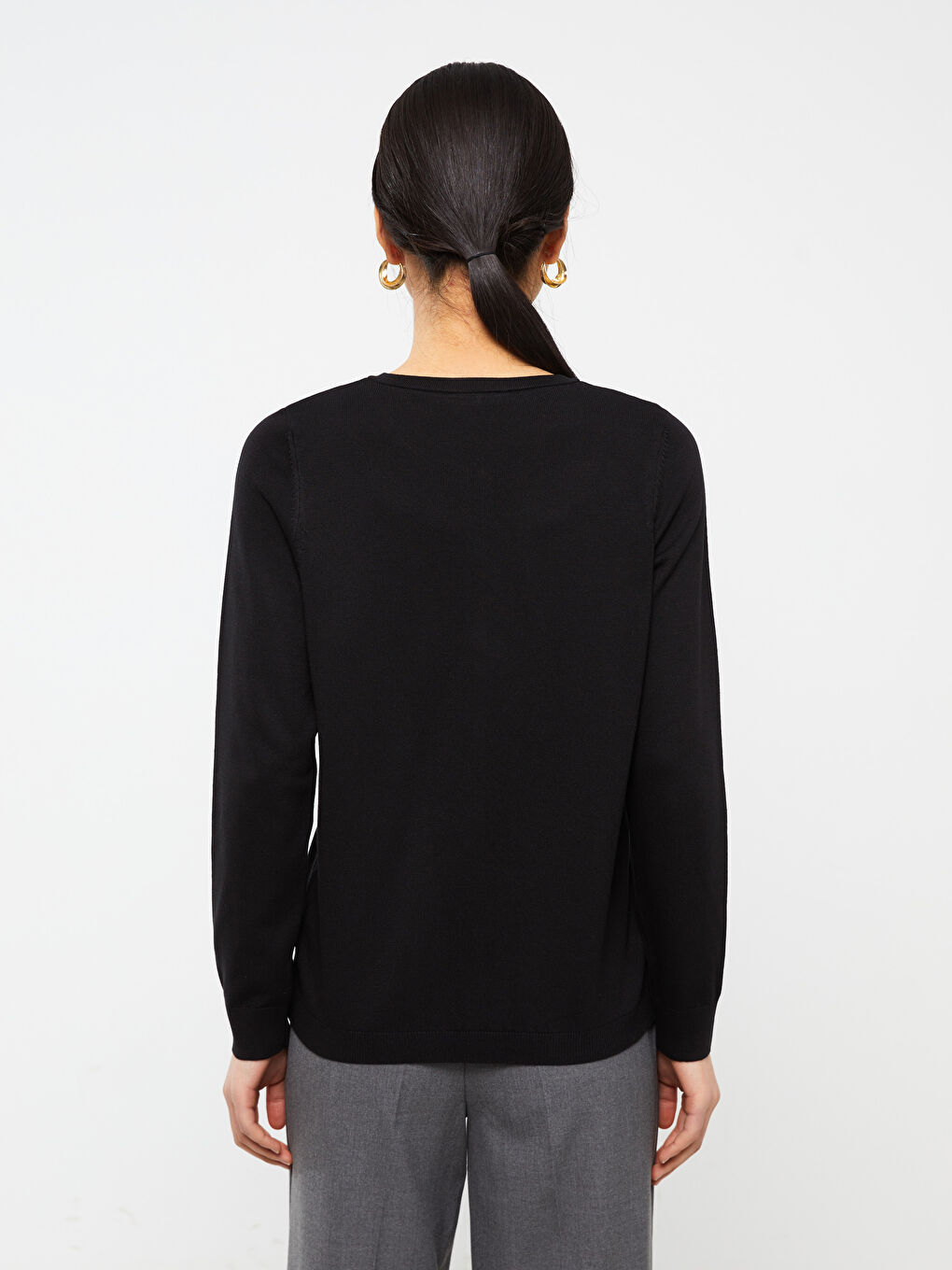 LCWAIKIKI Basic Rundhalsausschnitt Schlicht Langarm Strickjacke für Damen -W33677Z8-CVL