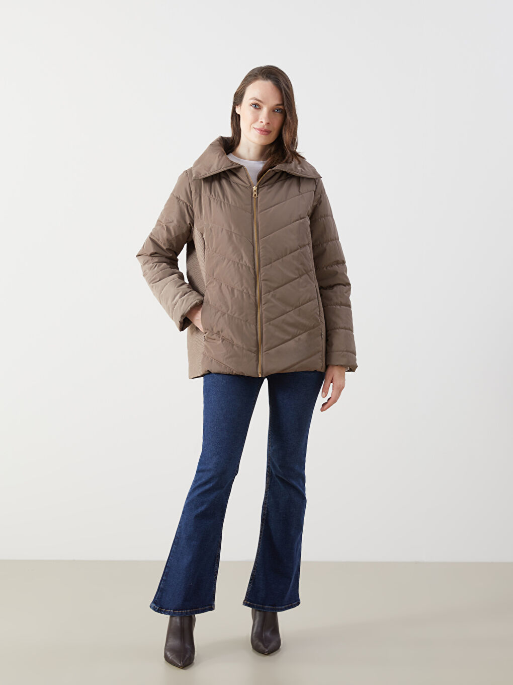 LCW Grace Turtle Neck Regular Long Sleeve Women's Puffer -W33683Z8-H5F