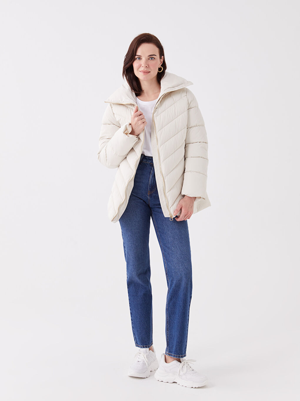 LCW Grace Turtle Neck Regular Long Sleeve Women's Puffer -W33684Z8-VAT