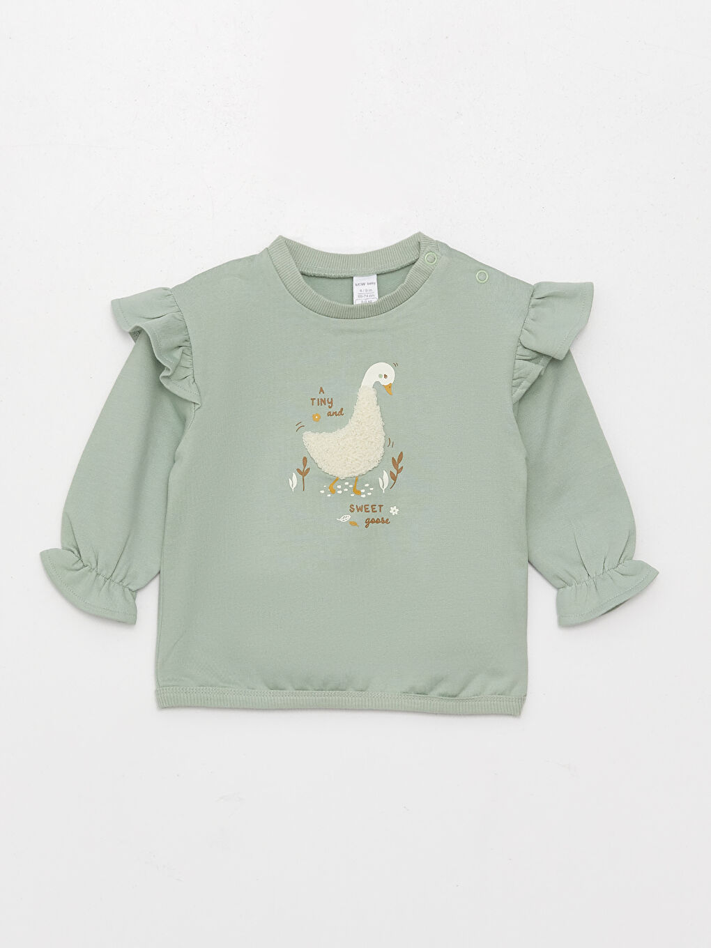 LCW baby Açık Yeşil Bisiklet Yaka Uzun Kollu Kız Bebek Sweatshirt ve Eşofman Alt 2'li Takım - 1