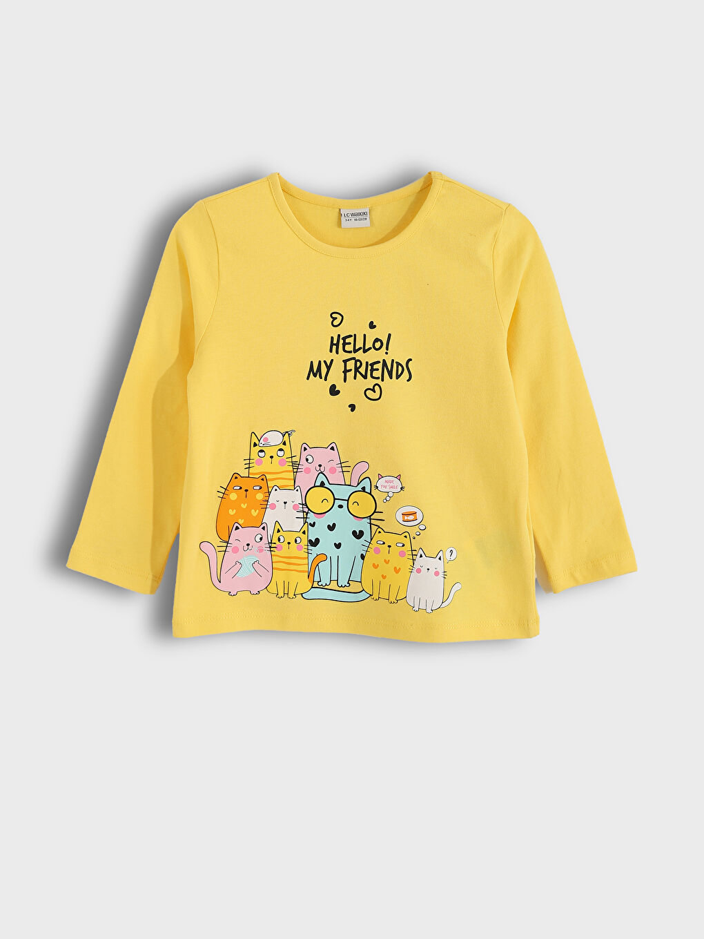 Crew Neck Printed Long Sleeve Girls' T-Shirt-1