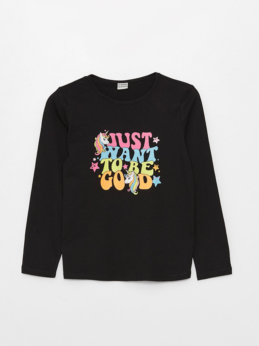 LCW Kids تیشێرت قۆڵ درێژ چاپکراو یاخەی پیته‌ر پان بۆ کچان -W33764Z4-CVL
