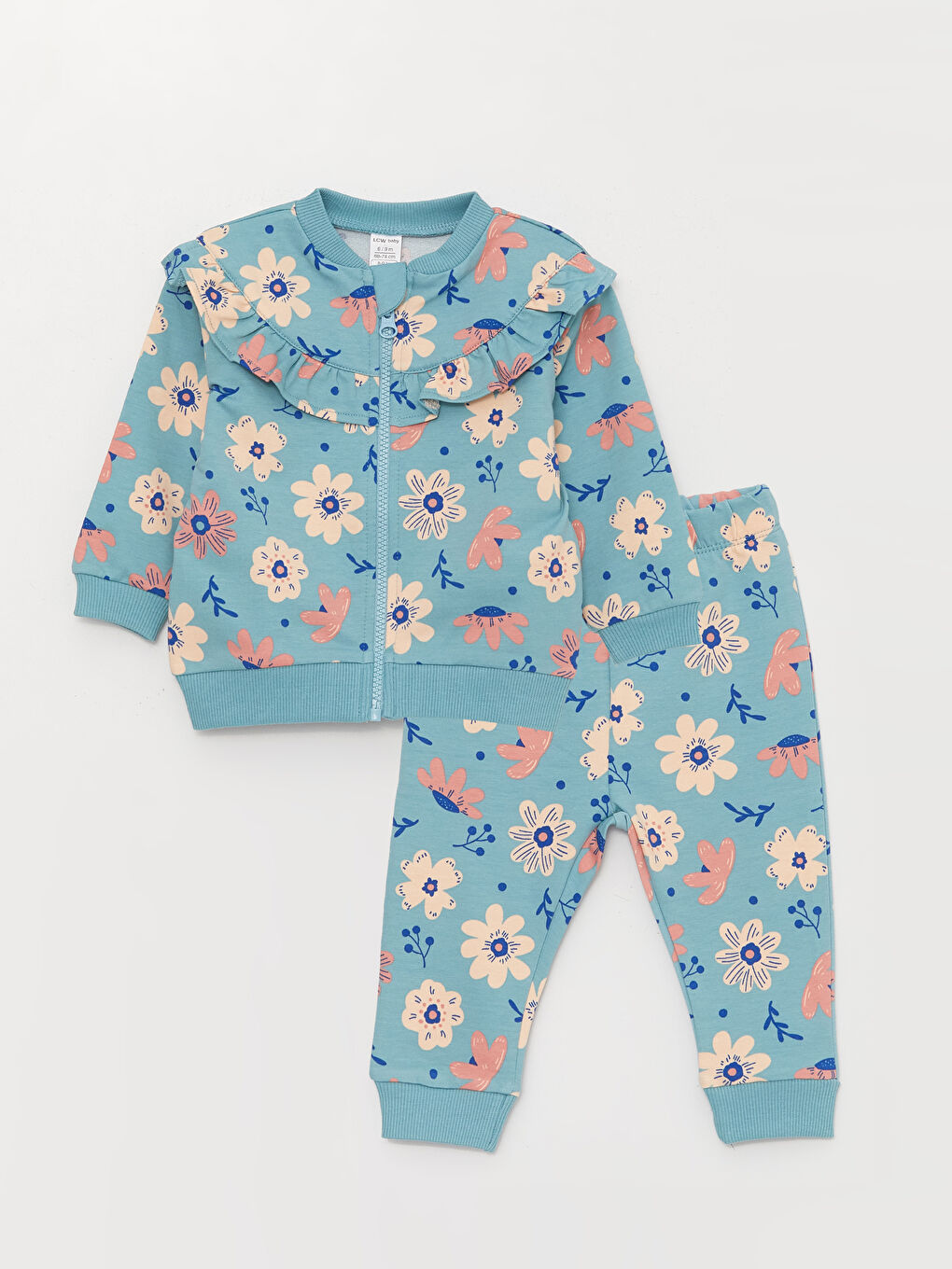 LCW baby Baby Girl Zip-Up Sweatshirt and Sweatpants 2-Pack Set -W33777Z1-LQQ