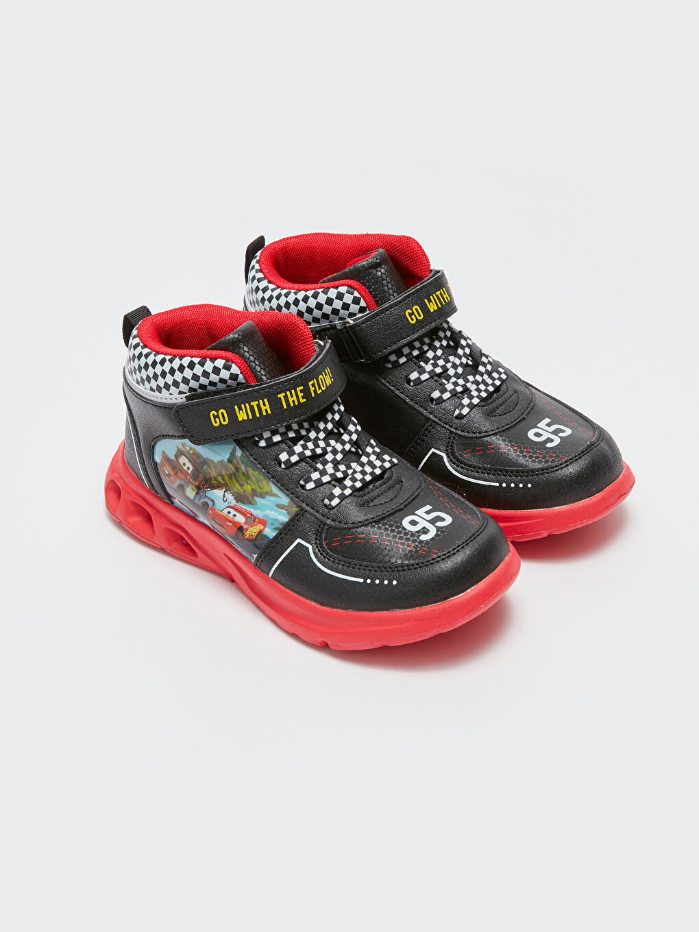 Кроссовки для мальчиков с принтом Тачки со светящейся подошвой-1