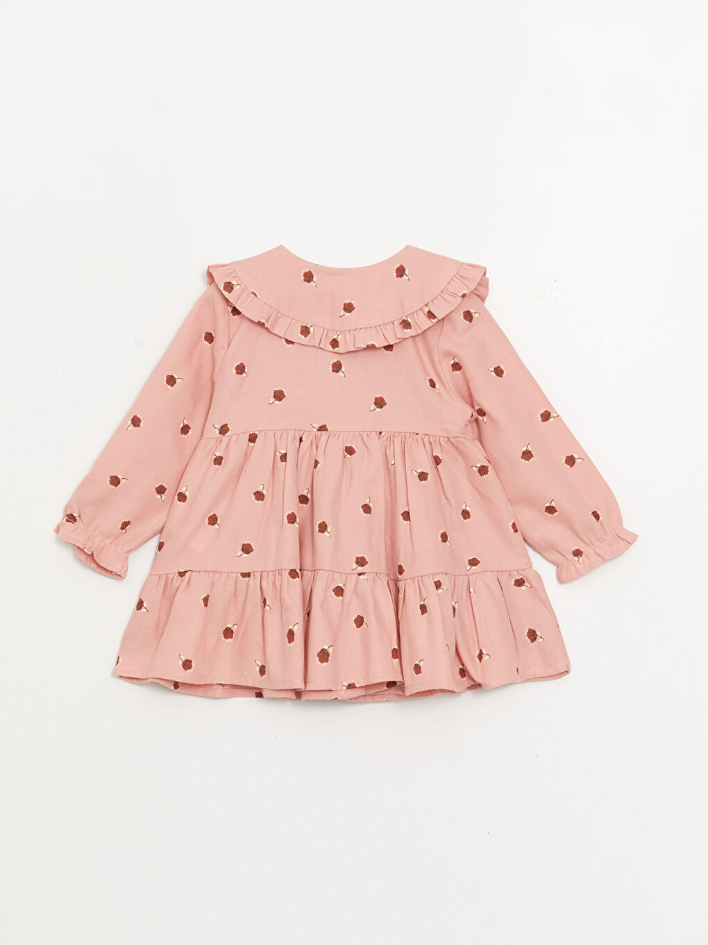 Bebe Collar Long Sleeved Baby Girl Dress and Headband 2 Piece Set-1