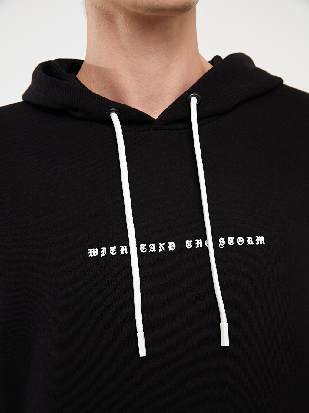 LCW Casual Yeni Siyah Uzun Kollu Baskılı Erkek Hoodie - 3