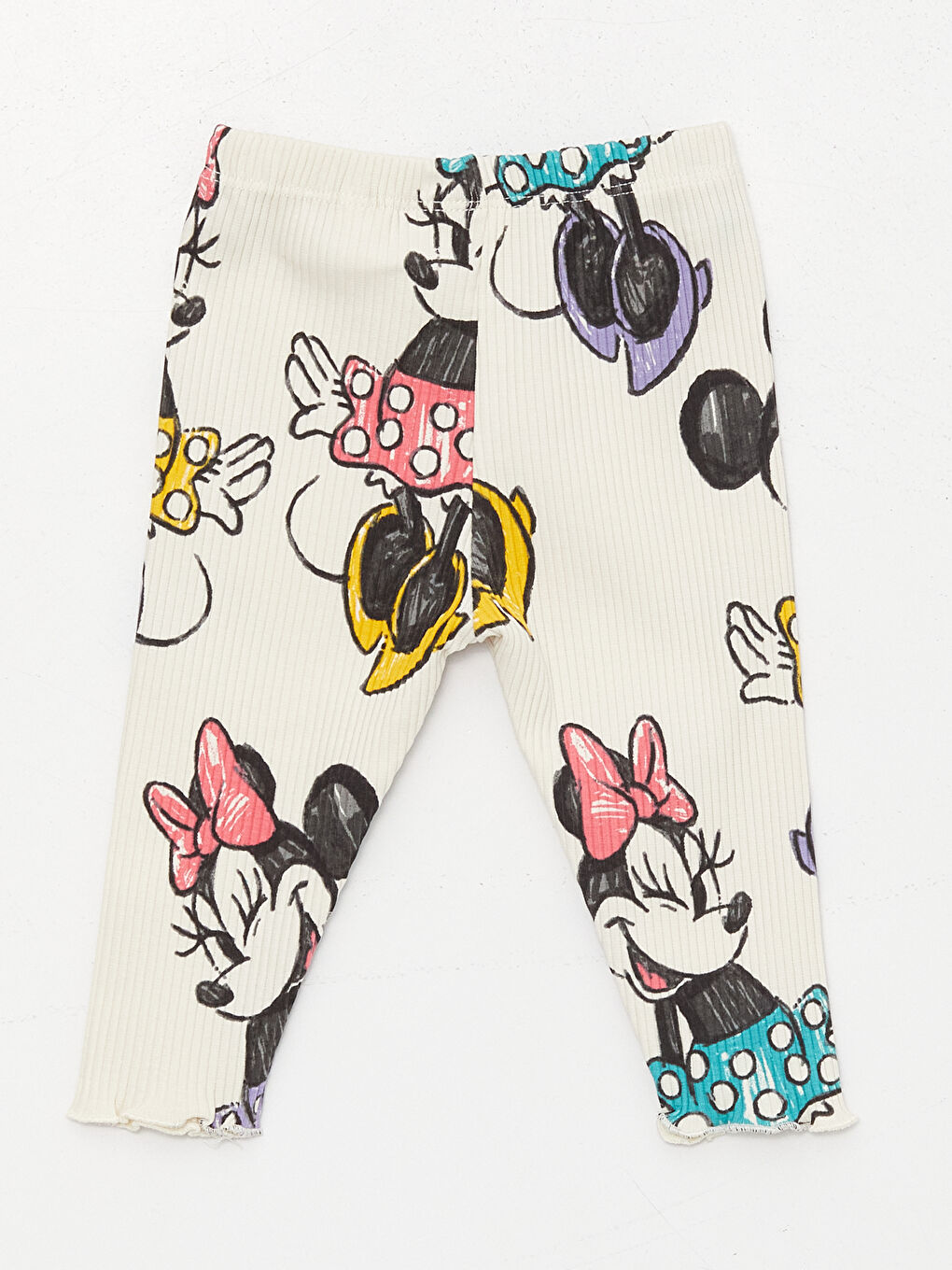 LCW baby Krem Baskılı Bisiklet Yaka Uzun Kollu Minnie Mouse Baskılı Kız Bebek Sweatshirt ve Pantolon 2'li Takım - 4