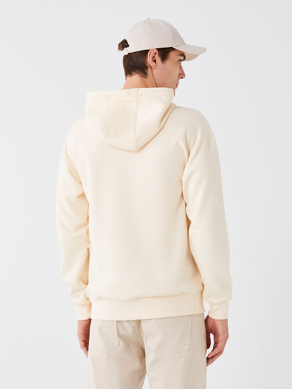 LCW Casual Krem Uzun Kollu Baskılı Erkek Hoodie - 4