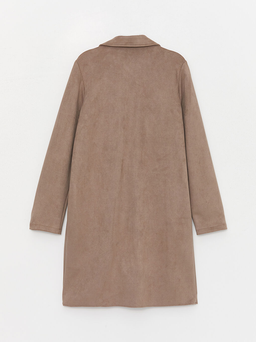 معطف واق من المطر ياقة الجاكيت مستقيمة كم طويل شامواه صناعي للسيدات-6