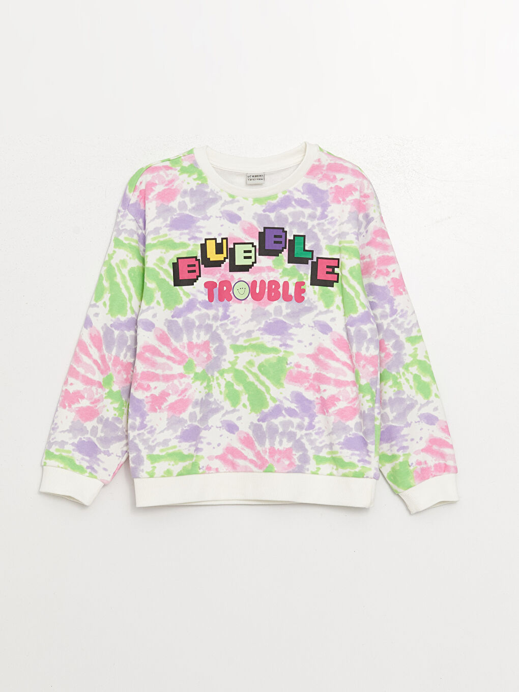 LCW Kids Pembe Baskılı Bisiklet Yaka Baskılı Uzun Kollu Kız Çocuk Sweatshirt ve Eşofman Altı - 1