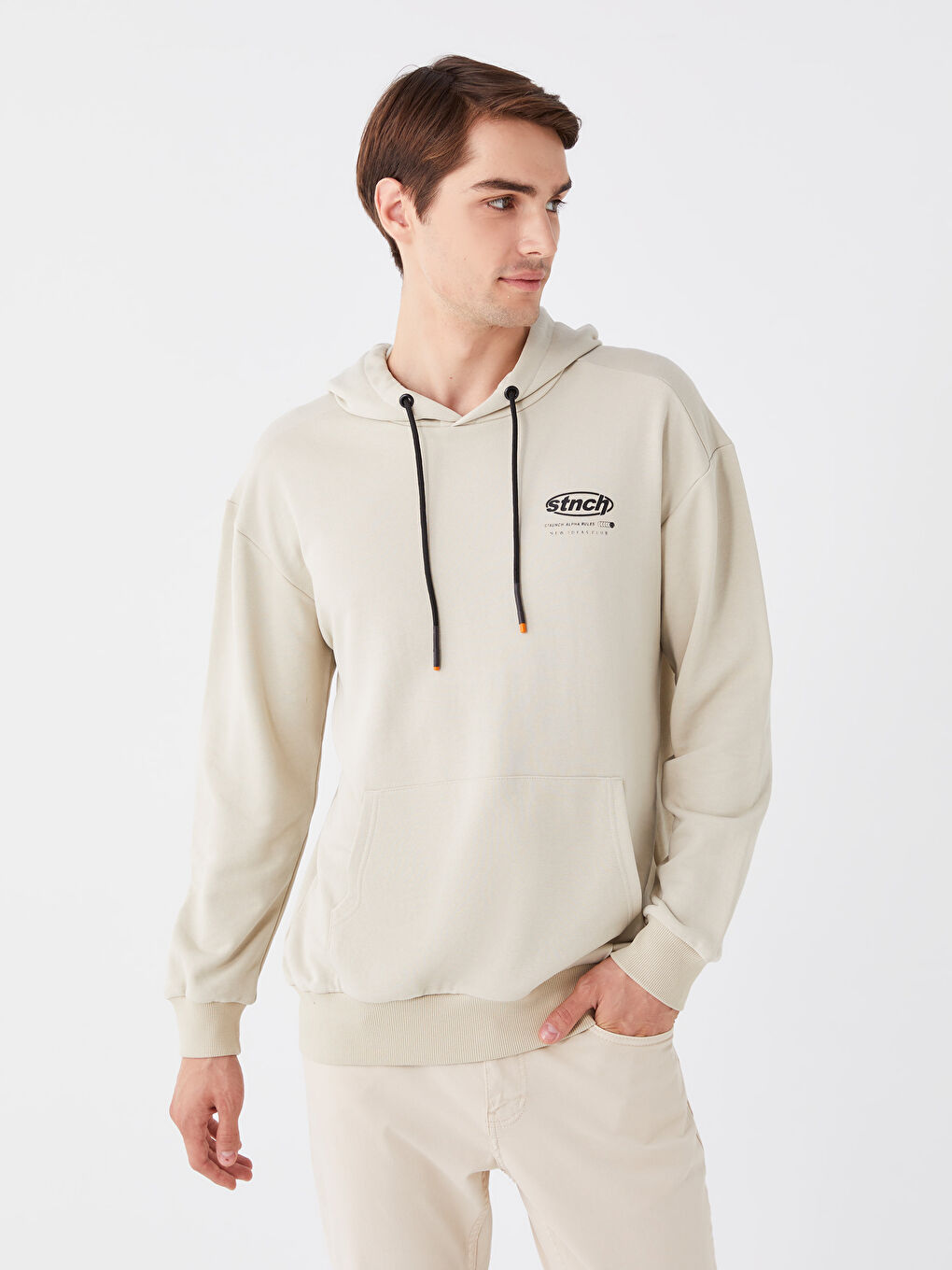 LCW Casual Gri Uzun Kollu Baskılı Erkek Hoodie - 1