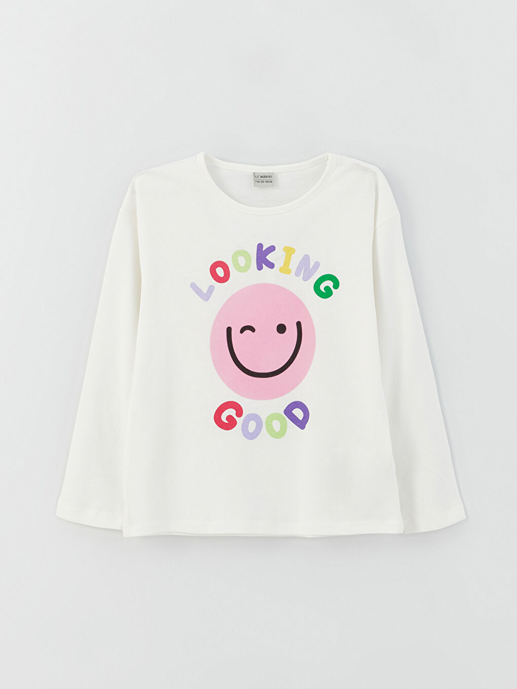 Crew Neck Printed Long Sleeve Girls' T-Shirt