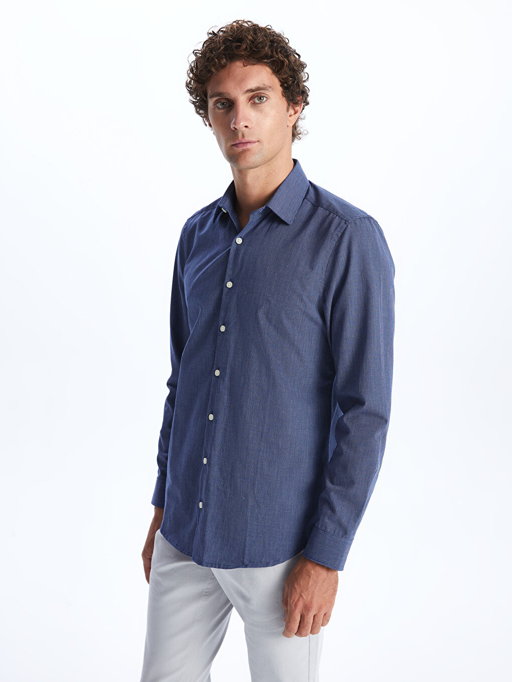 LCWAIKIKI Formal Slim Fit Long Sleeve Dobby Men's Shirt -W33910Z8-HLM