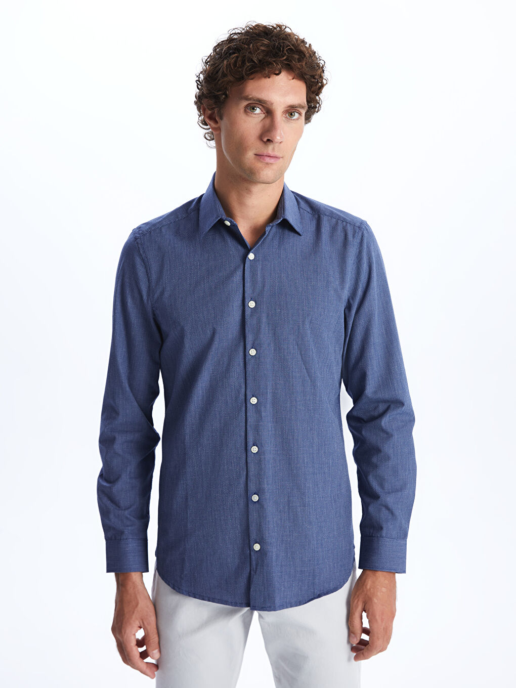 LCWAIKIKI Formal Slim Fit Long Sleeve Dobby Men's Shirt -W33910Z8-HLM