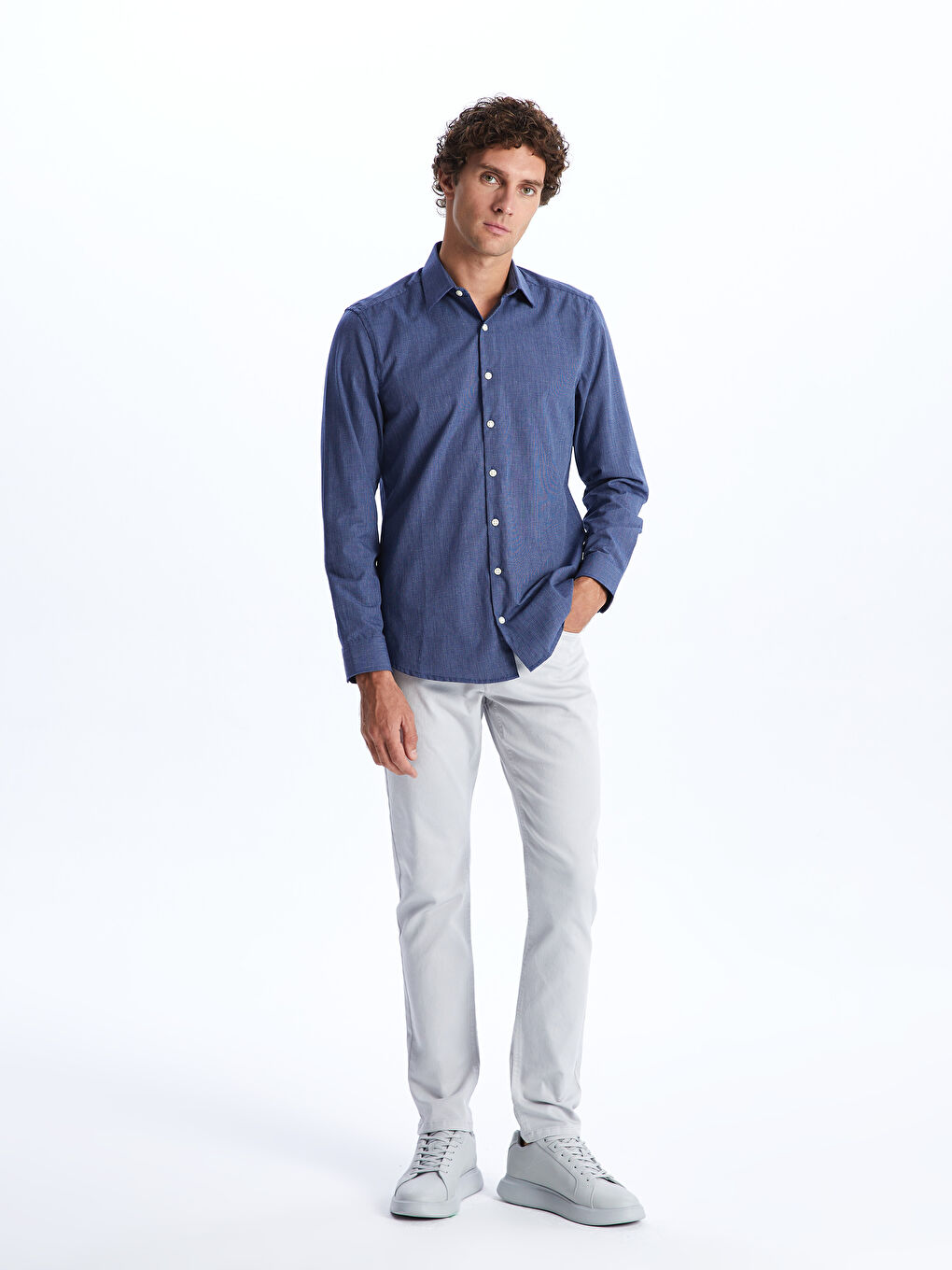 LCWAIKIKI Formal Slim Fit Long Sleeve Dobby Men's Shirt -W33910Z8-HLM