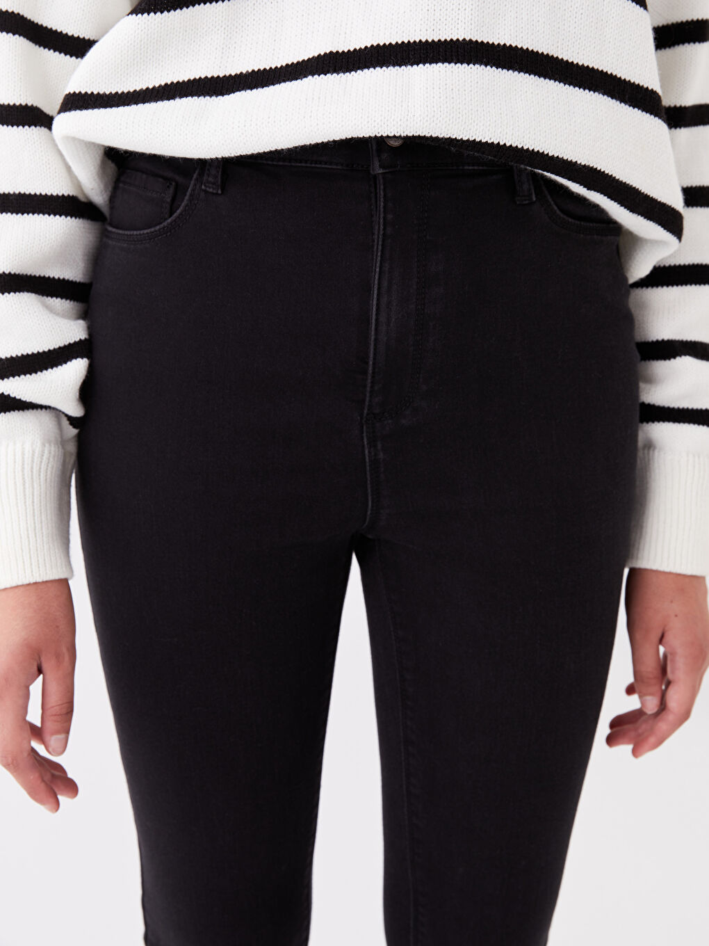 Siyah Slim Fit Kadın Jean Pantolon-2