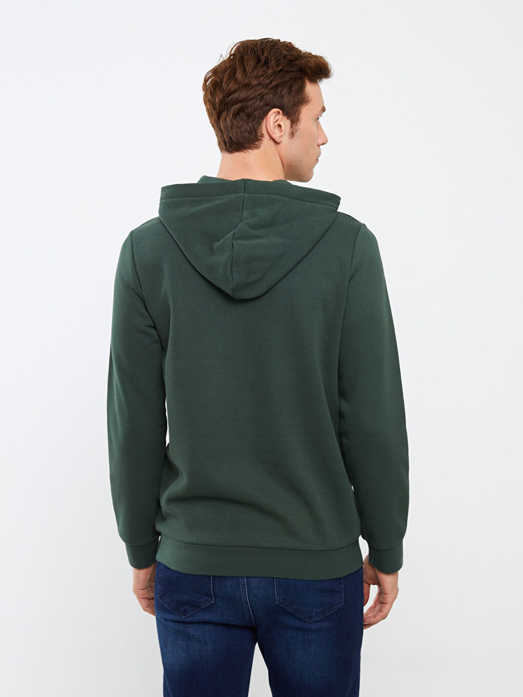 LCWAIKIKI Classic Orta Yeşil Uzun Kollu Baskılı Erkek Hoodie - 4