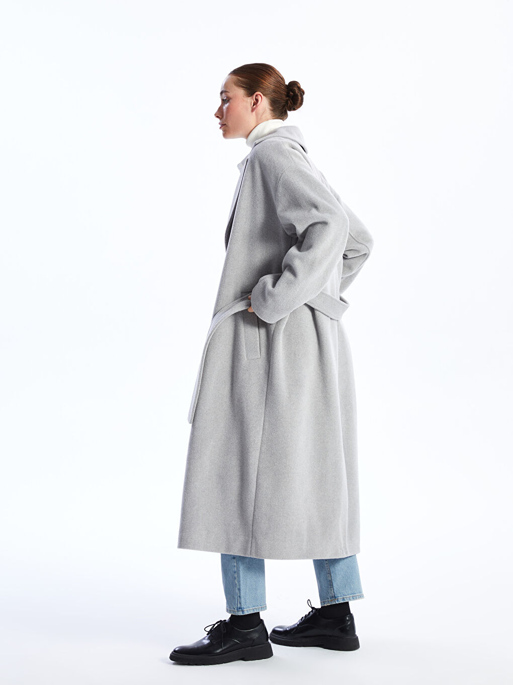 LCWAIKIKI Classic Jacket Collar Plain Oversize Women's Wool Coat -W33942Z8-LAL