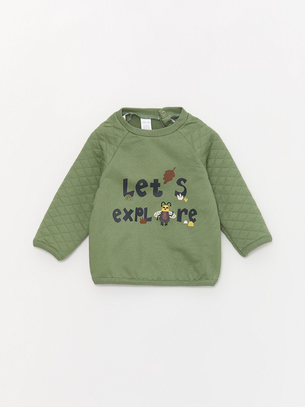 LCW baby Mat Yeşil Bisiklet Yaka Erkek Bebek Sweatshirt ve Eşofman Alt 2'li - 1