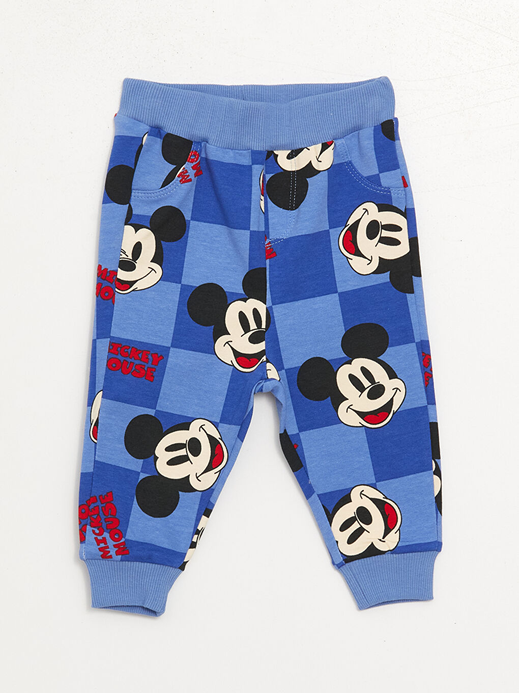 LCW baby Mavi Bisiklet Yaka Mickey Mouse Baskılı Erkek Bebek Pantolon ve Sweatshirt Takım 2'li - 5