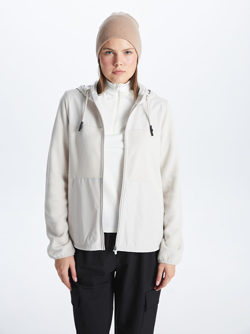 XSIDE ACTIVE Hooded Color Block Long Sleeve Women's Sports Cardigan -W34018Z8-G5H
