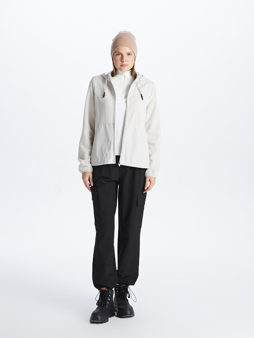 XSIDE ACTIVE Hooded Color Block Long Sleeve Women's Sports Cardigan -W34018Z8-G5H