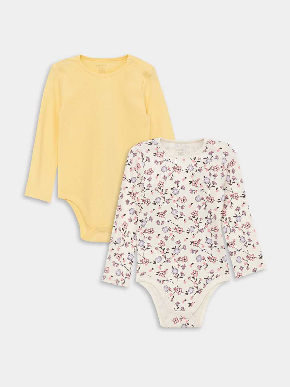 Sarı Bisiklet Yaka Kız Bebek Çıtçıtlı Bodysuit 2'li