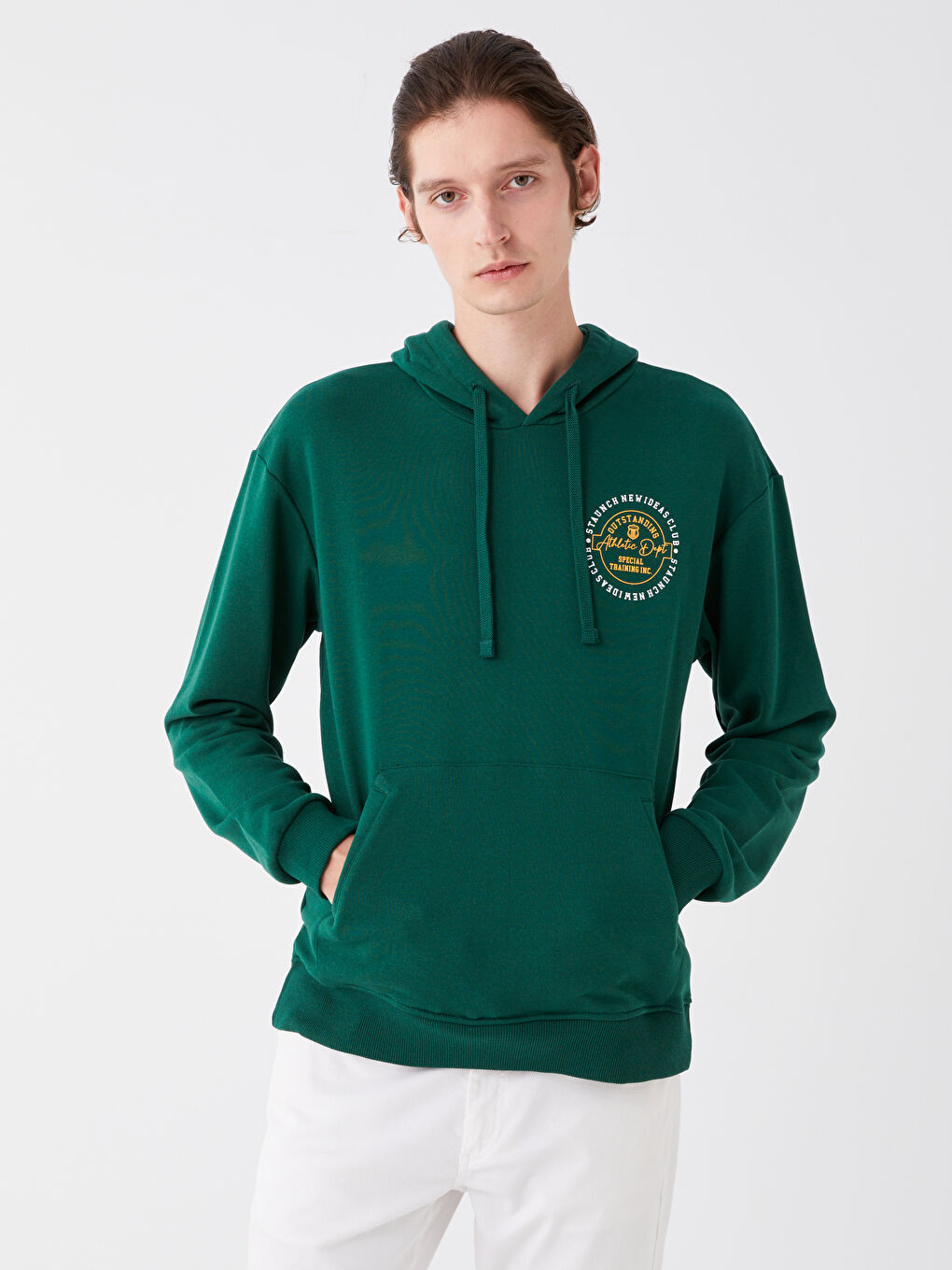 LCW Casual Koyu Yeşil Uzun Kollu Baskılı Erkek Hoodie - 2