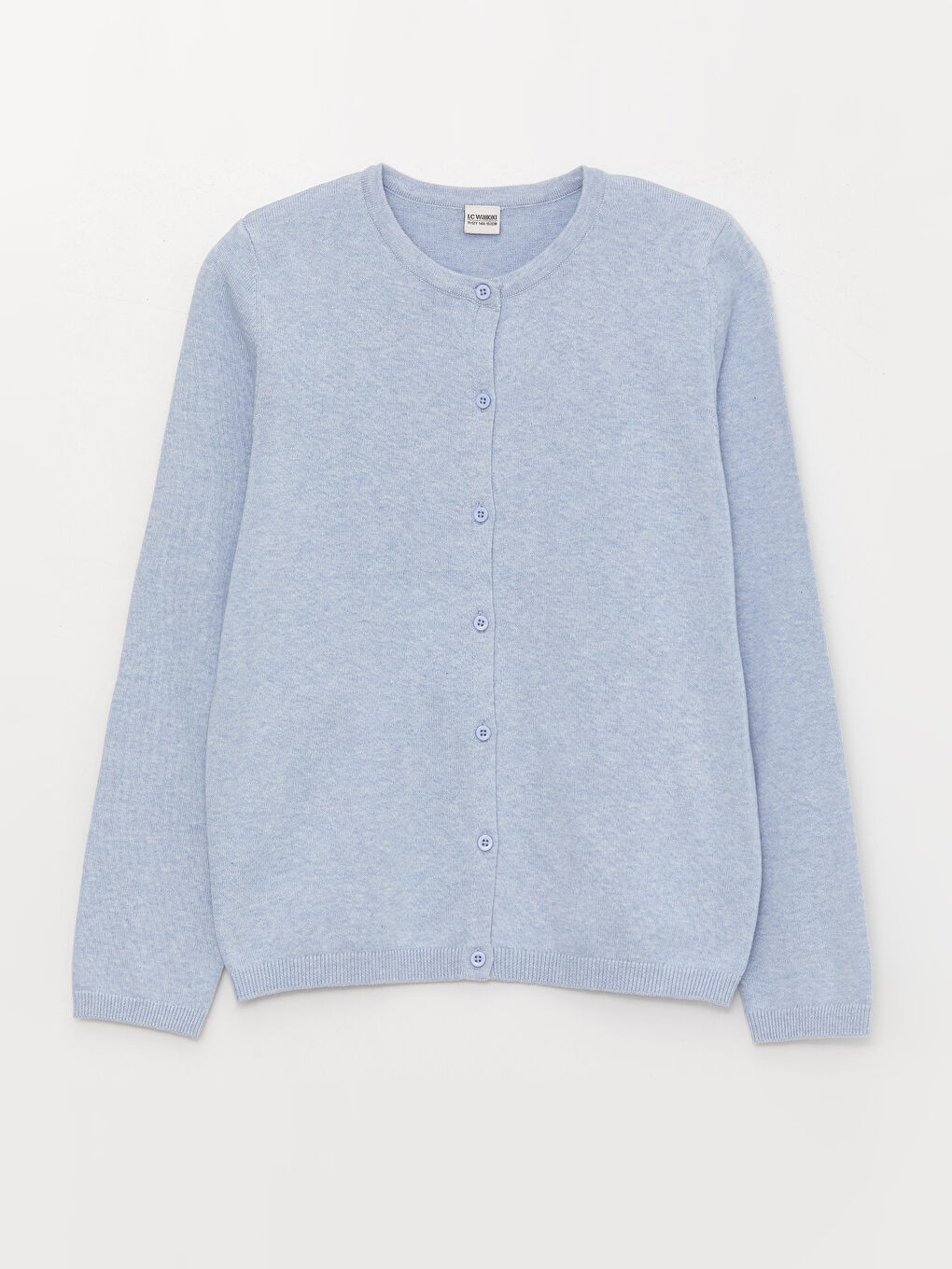 LCW Kids Crew Neck Basic Long Sleeve Girls' Knitwear Cardigan -W34096Z4-354