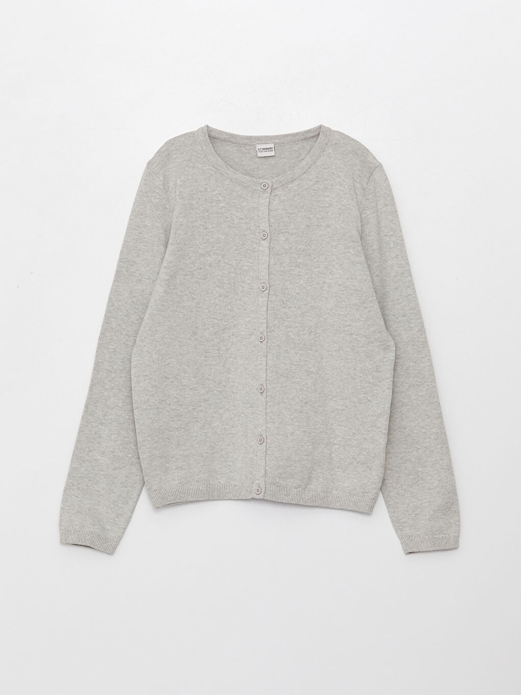 LCW Kids Crew Neck Basic Long Sleeve Girls' Knitwear Cardigan -W34096Z4-CT3