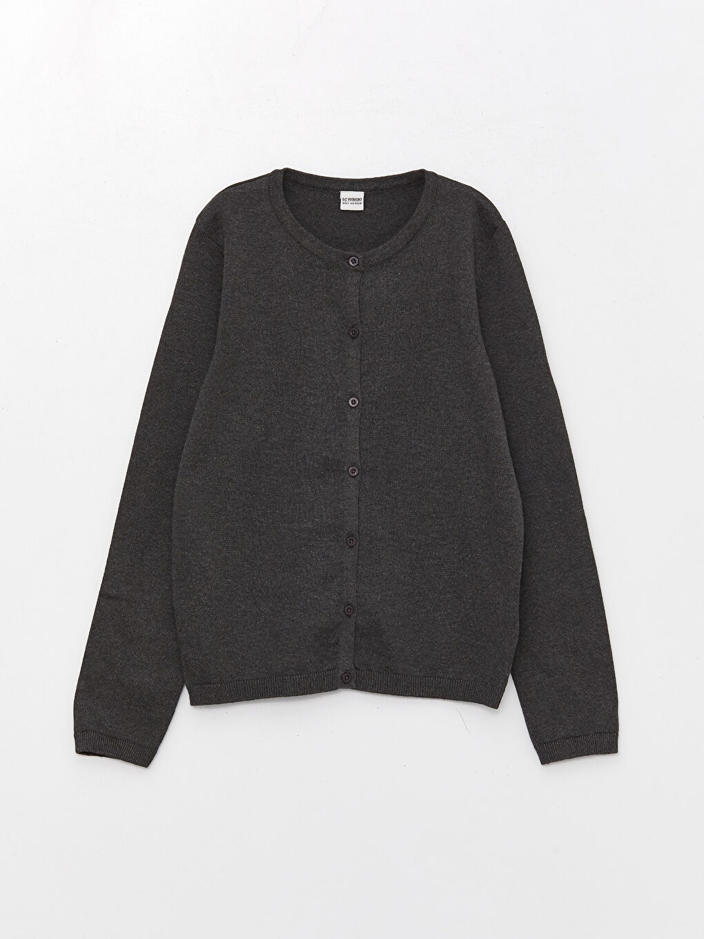 LCW Kids Crew Neck Basic Long Sleeve Girls' Knitwear Cardigan -W34096Z4-D3A