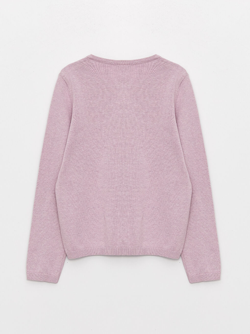 Crew Neck Basic Long Sleeve Girls' Knitwear Cardigan-1