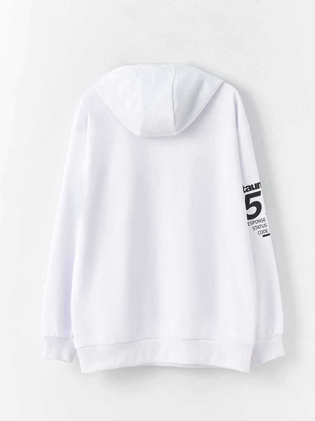Beyaz Uzun Kollu Baskılı Erkek Hoodie-6