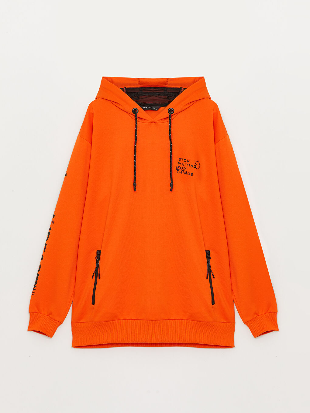 LCW Casual Canlı Turuncu Uzun Kollu Baskılı Erkek Hoodie - 5