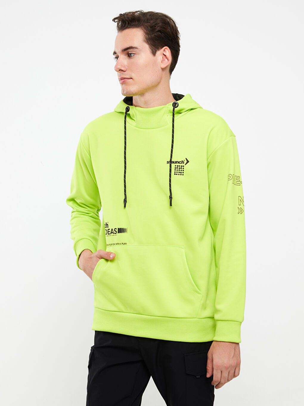 LCW Casual Fıstık Yeşili Uzun Kollu Baskılı Erkek Hoodie - 2