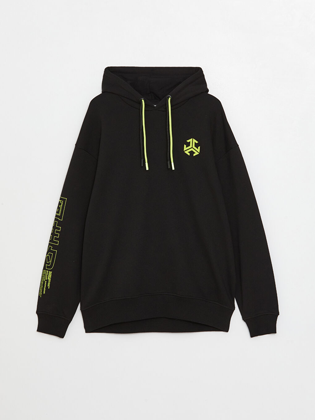 LCW Casual Yeni Siyah Uzun Kollu Baskılı Erkek Hoodie - 6