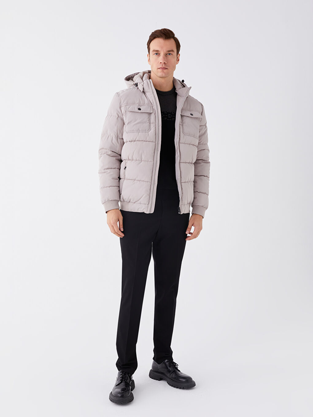 Muška puf jakna standardnog kroja s kapuljačom-2