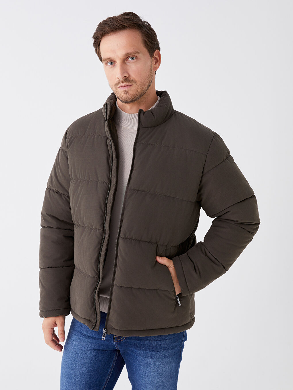 Standard Fit Funnel Neck Men's Puffer Coat