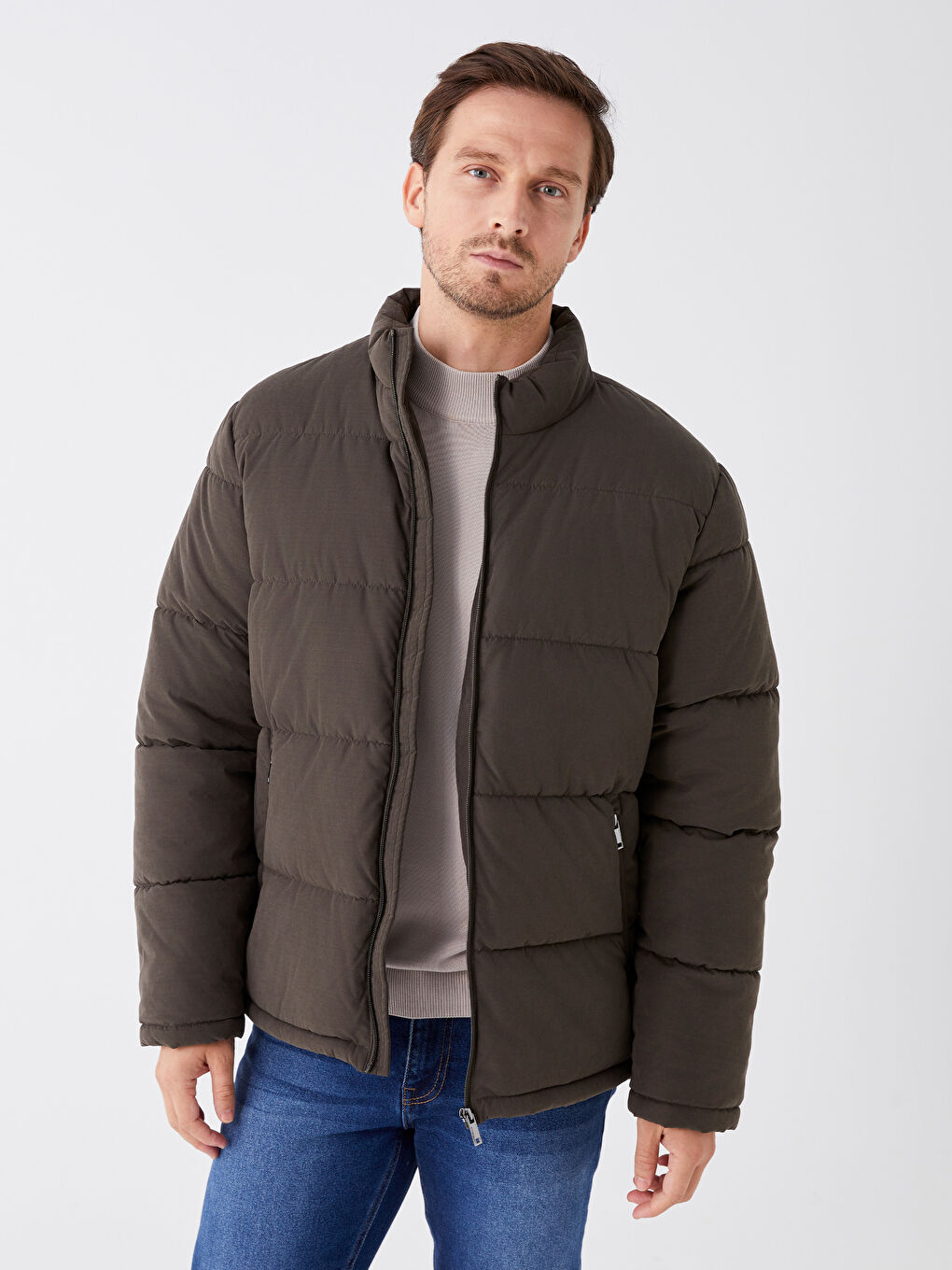 Standard Fit Funnel Neck Men's Puffer Coat-1