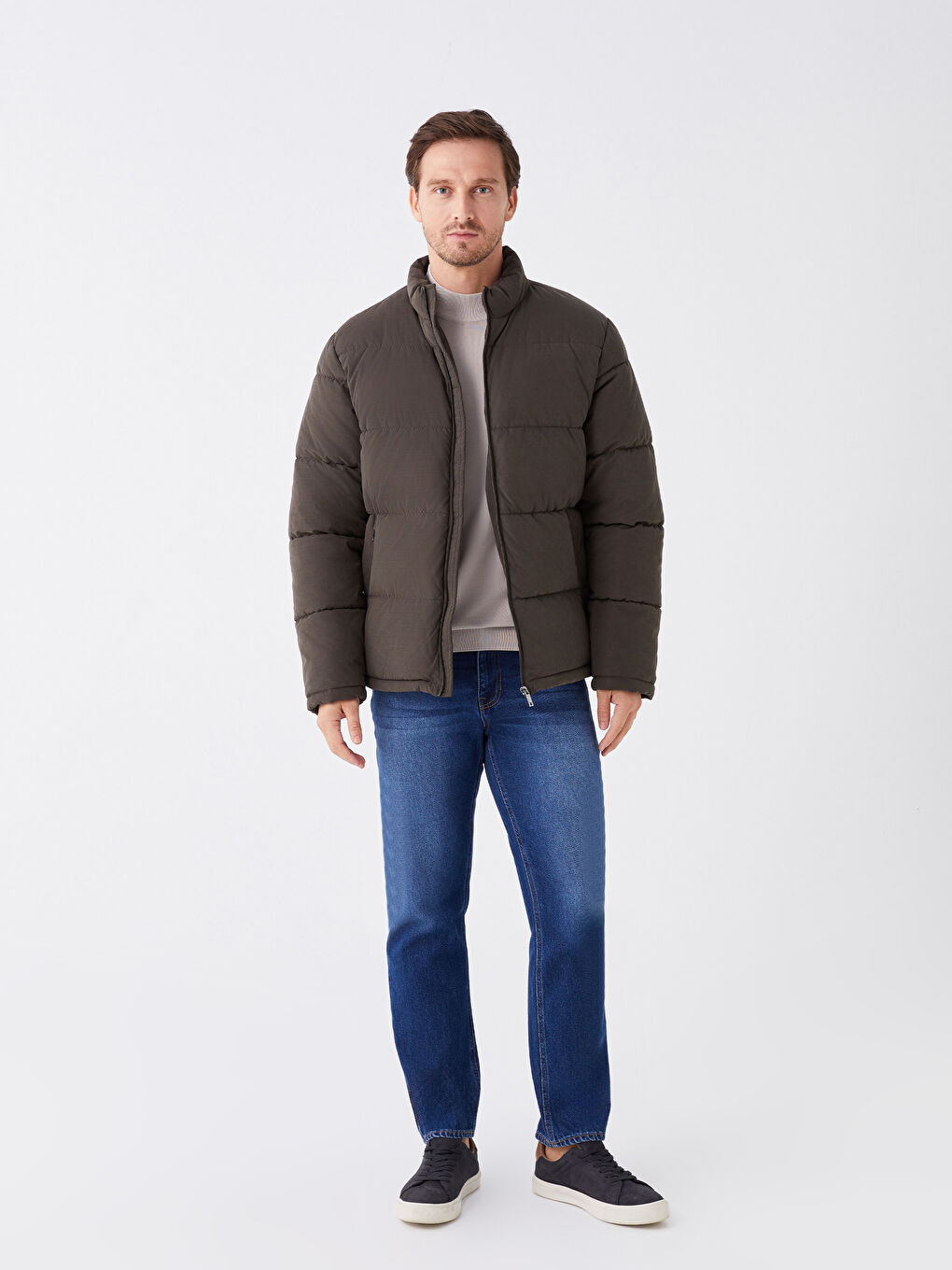 Standard Fit Funnel Neck Men's Puffer Coat-2