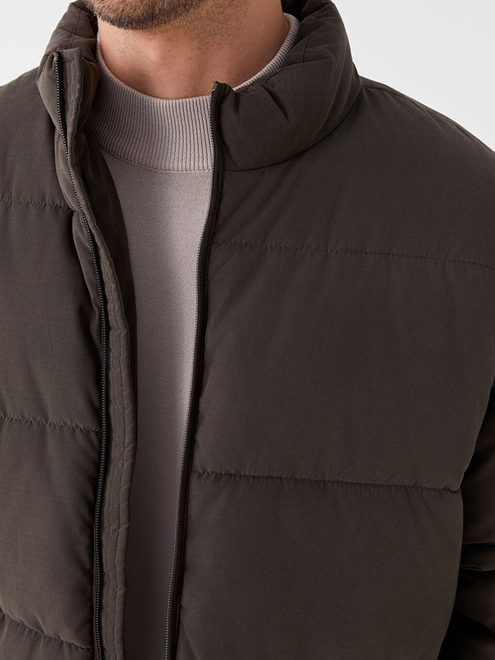 Standard Fit Funnel Neck Men's Puffer Coat-3