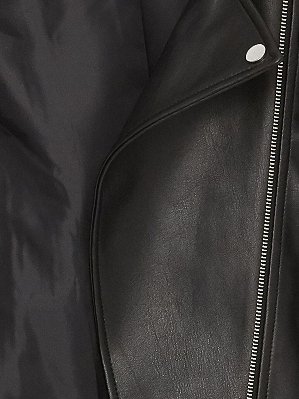 Jachetă din Piele Ecologică Simplă cu Guler Biker pentru Femei-9