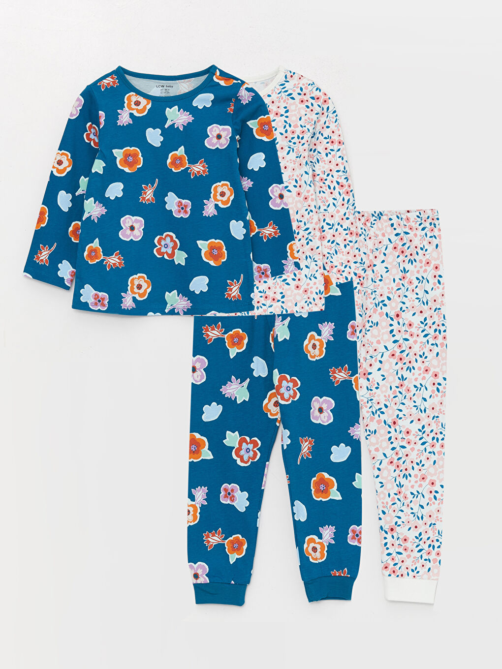 Turkuaz Bisiklet Yaka Kız Bebek Pijama Takımı 2'li