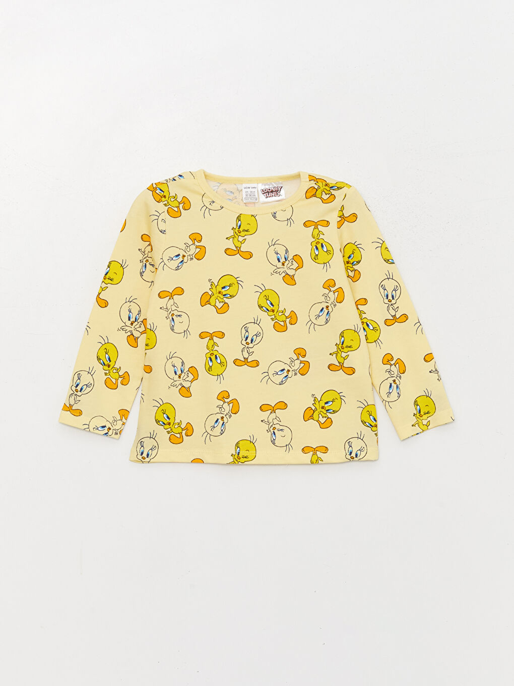 Sarı Bisiklet Yaka Baskılı Kız Bebek Pijama Takım-1