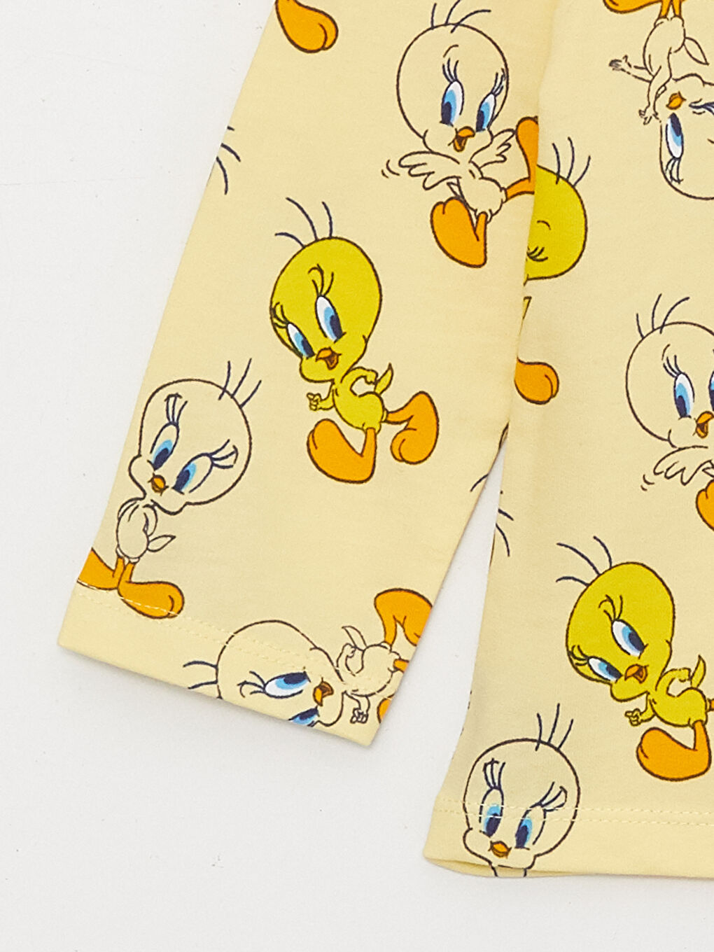 Sarı Bisiklet Yaka Baskılı Kız Bebek Pijama Takım-5