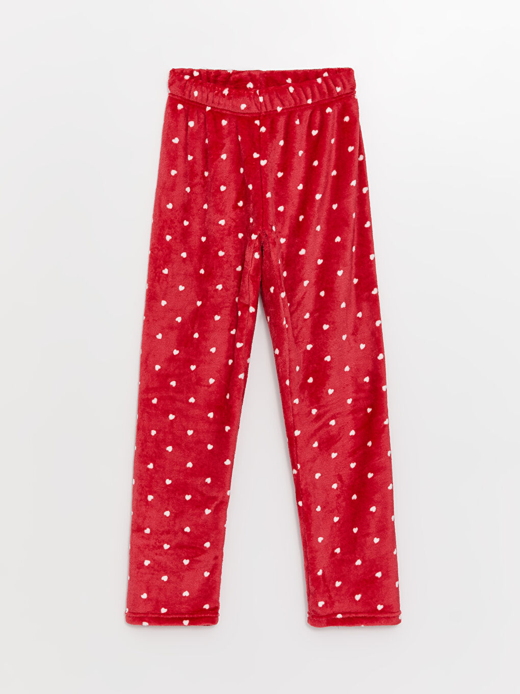 Kırmızı Bisiklet Yaka Baskılı Uzun Kollu Kadife Kadın Pijama Takımı-7