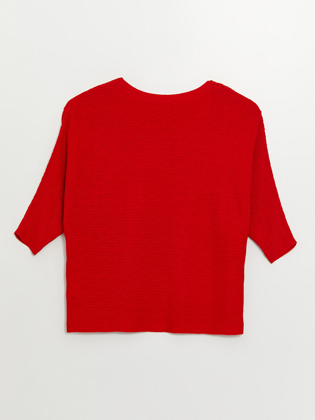 Kırmızı Kayık Yaka Düz Oversize Kadın Triko Kazak-6