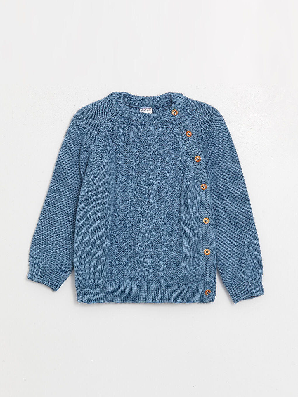 Mavi Bisiklet Yaka Erkek Bebek Triko Kazak ve Pantolon 2'li Takım-1