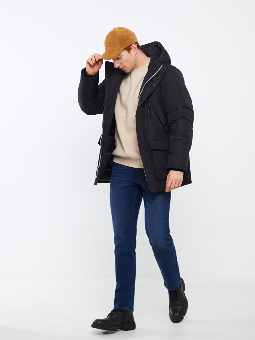 Nakışlı Kadife Erkek Kep Şapka-1